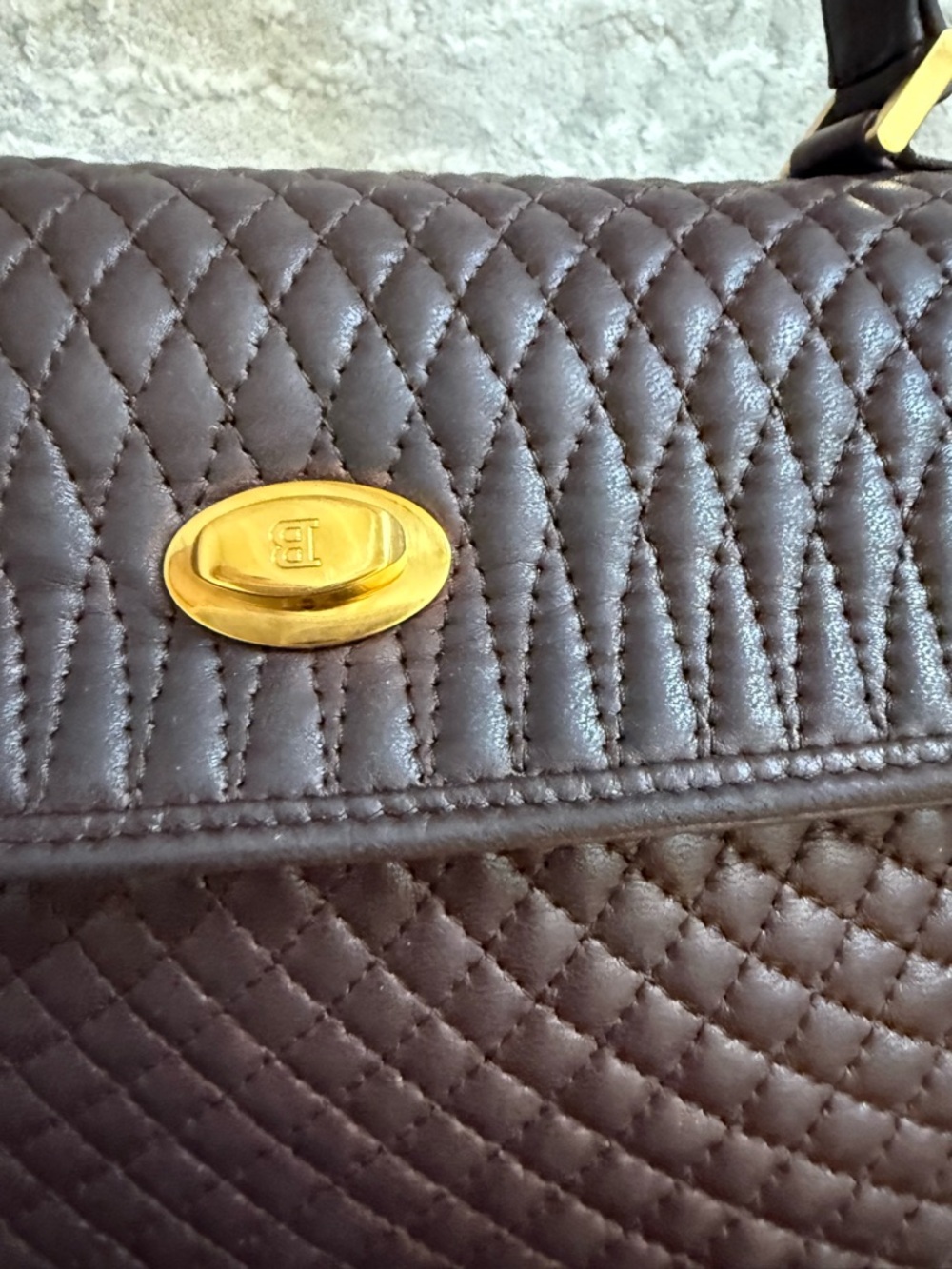 Bally Quilted Leather Satchel 

Dark Brown with Gold Hardware - Picture 9 of 14